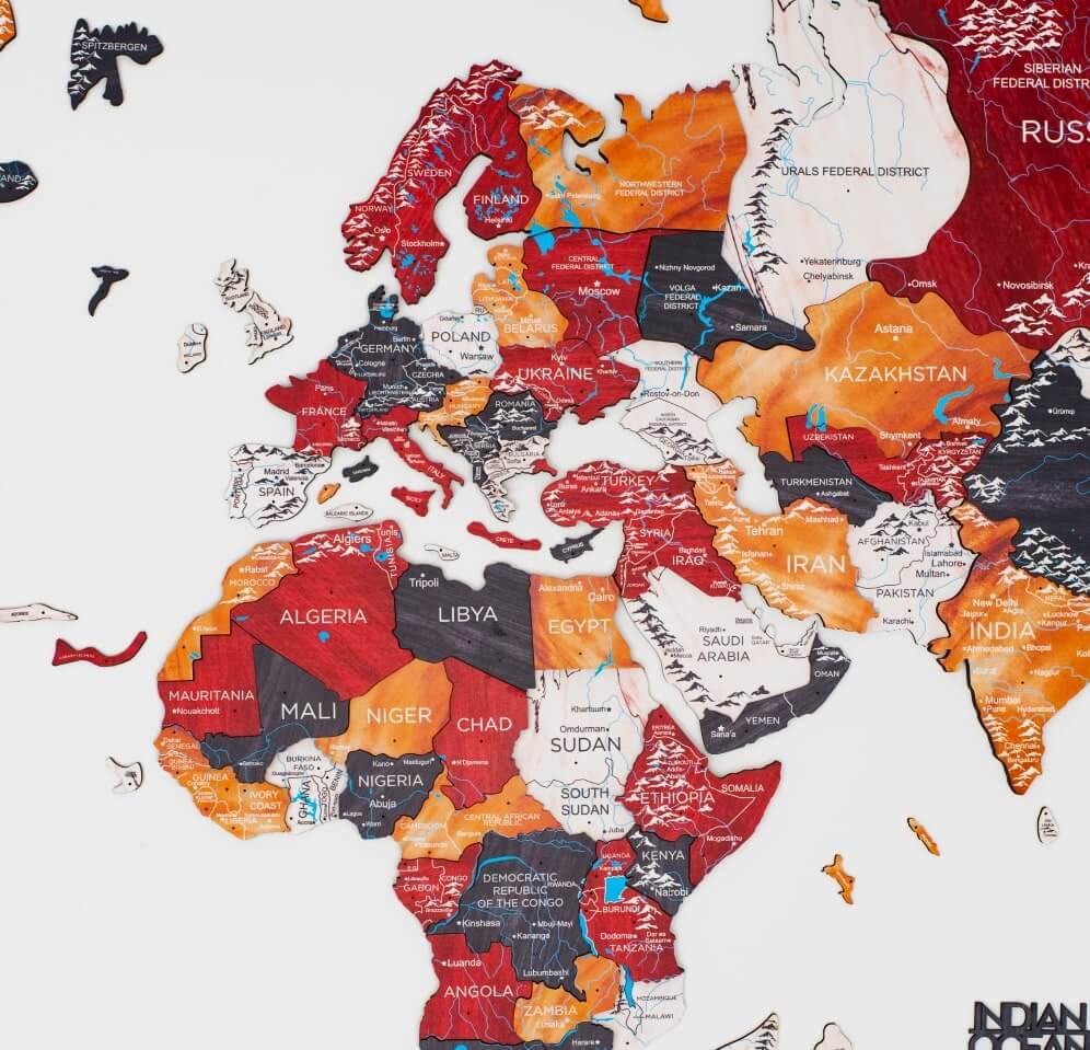 3D Wooden World Map Onyx – Earthy Tone Wall Art