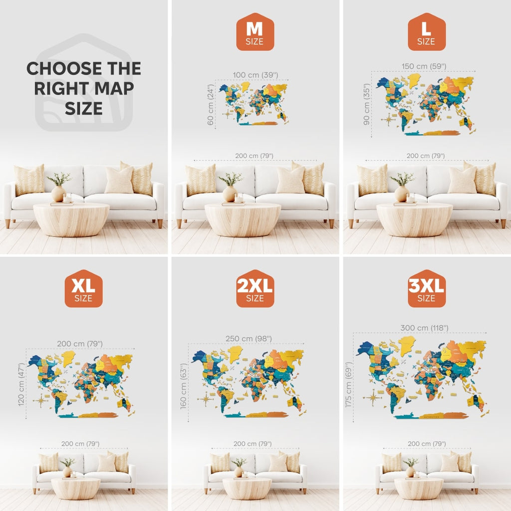 3D Wooden World Map Indie – Decorative Layered Wall Art