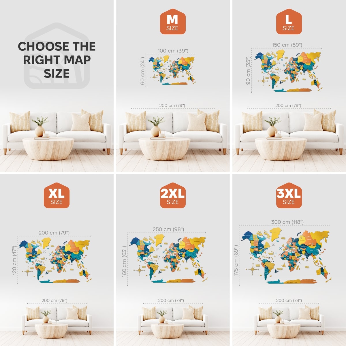 3D Luminous Colored Wooden World Map Indie Travel Wall Art