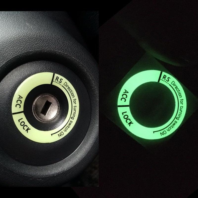 Universal luminous ignition button cover trim ring for car and motorcycle interior