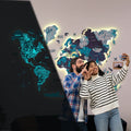 3D LED Luminous Wooden World Map 3.0 Ocean edition with backlit interactive map features