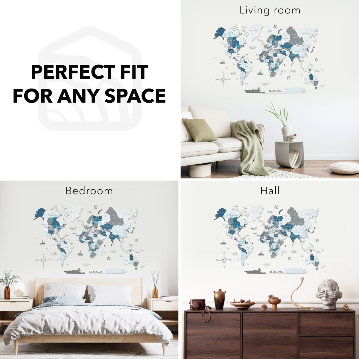 3D Wooden World Map Cruise – Coastal Modern Wall Decor