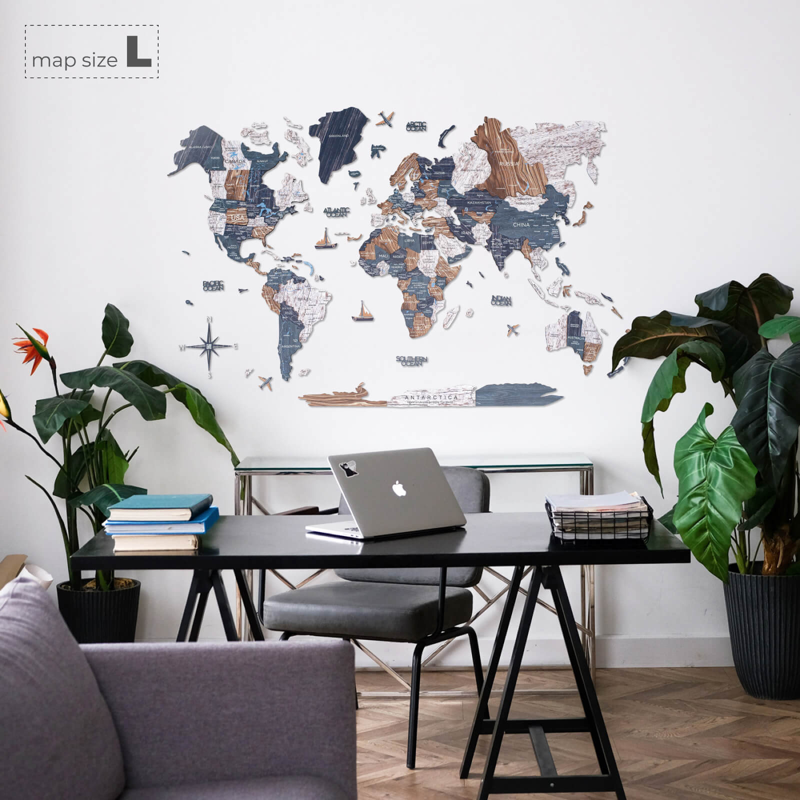 3D Wooden World Map Mystery Modern Travel-Inspired Wall Art