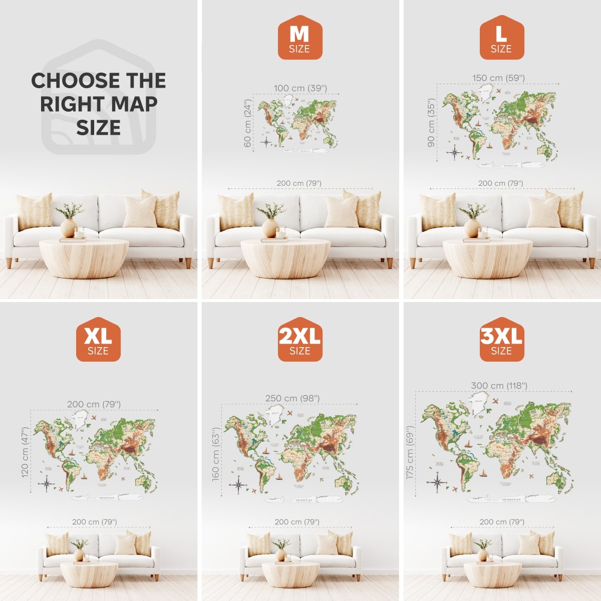 3D Luminous Colored Wooden World Map Physical Wall Decor