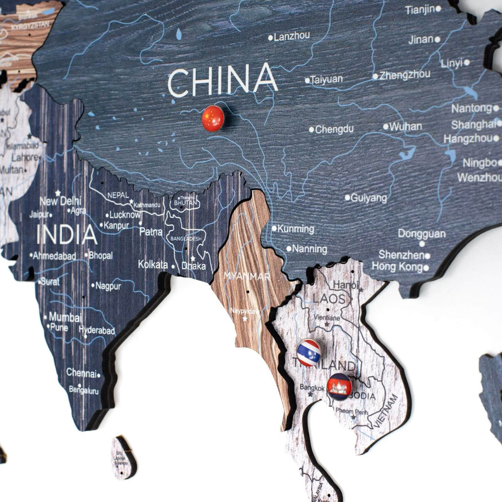3D Luminous Wooden World Map Mystery: Modern Glow-in-the-Dark Art