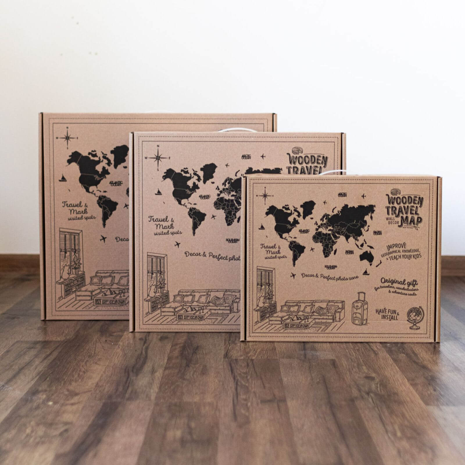 3D Luminous LED Wooden World Map 2.0 Nordik Wall Decor Art