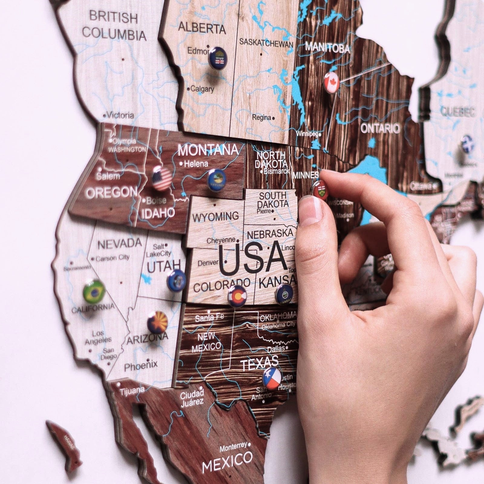 3D Wooden World Map in Cappuccino – Minimalist Travel Wall Art