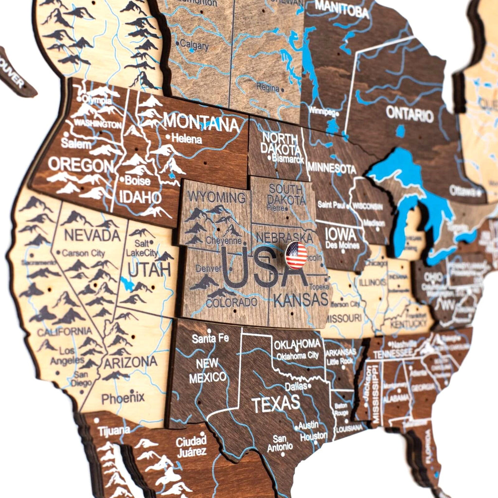 3D LED Wooden World Map 3.0 Multicolor Modern Wall Art