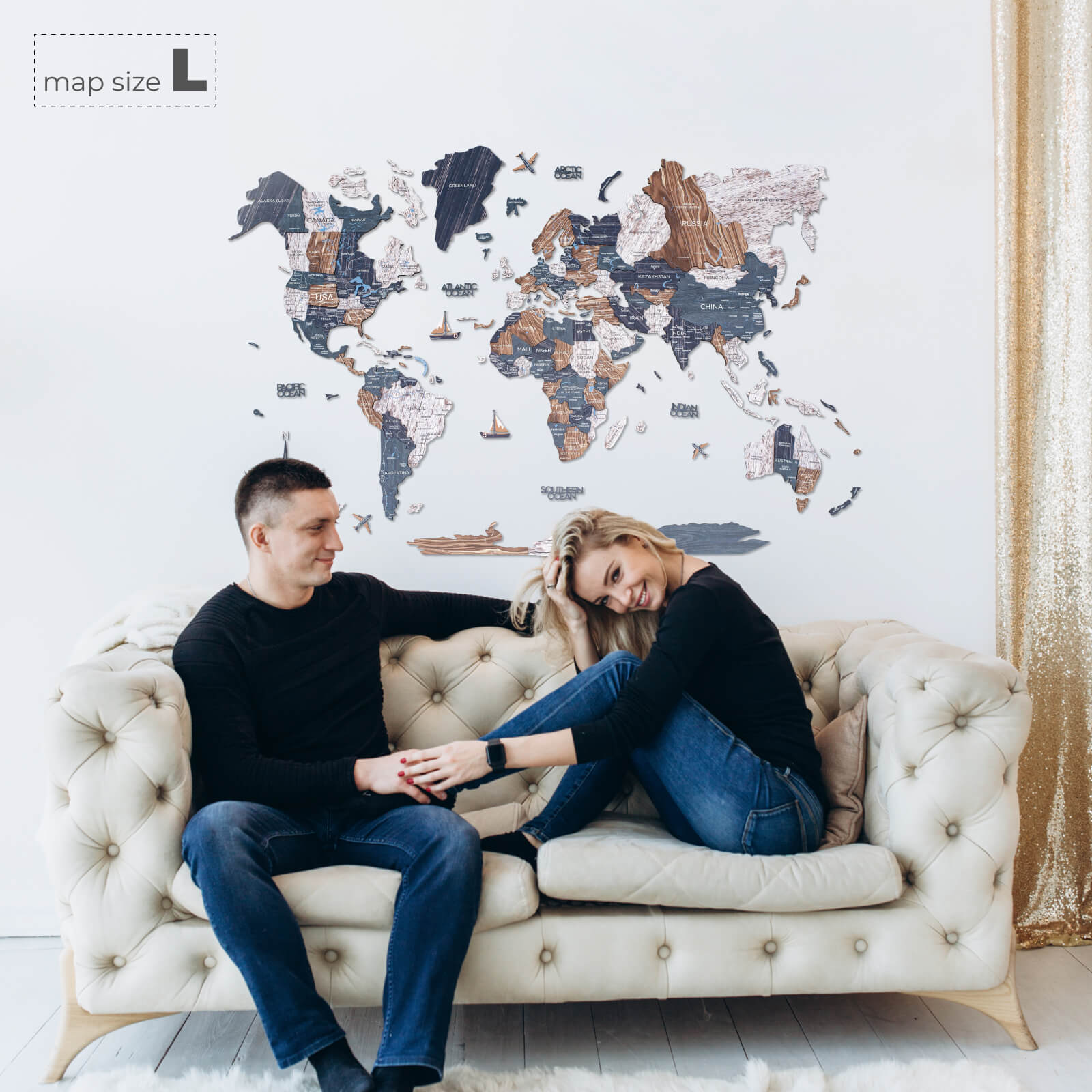 3D Wooden World Map Mystery Modern Travel-Inspired Wall Art