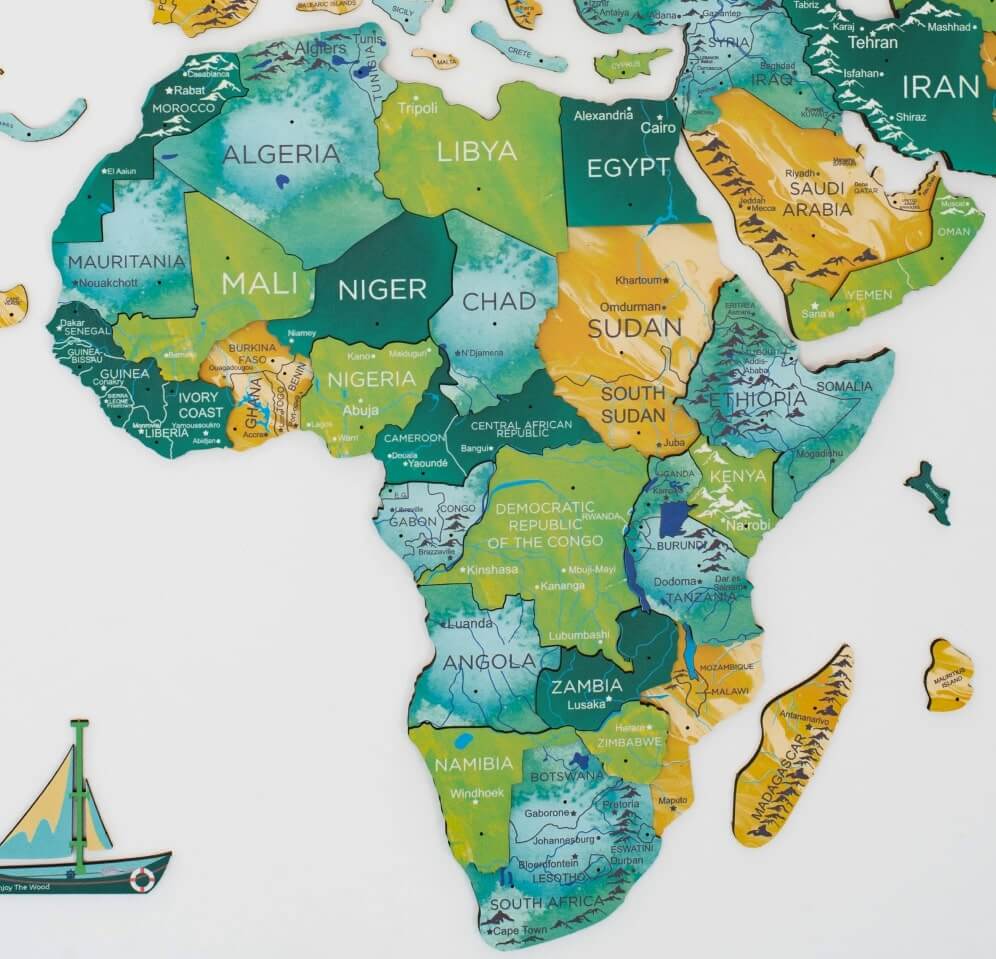 3D Wooden World Map Wall Decor for Travelers