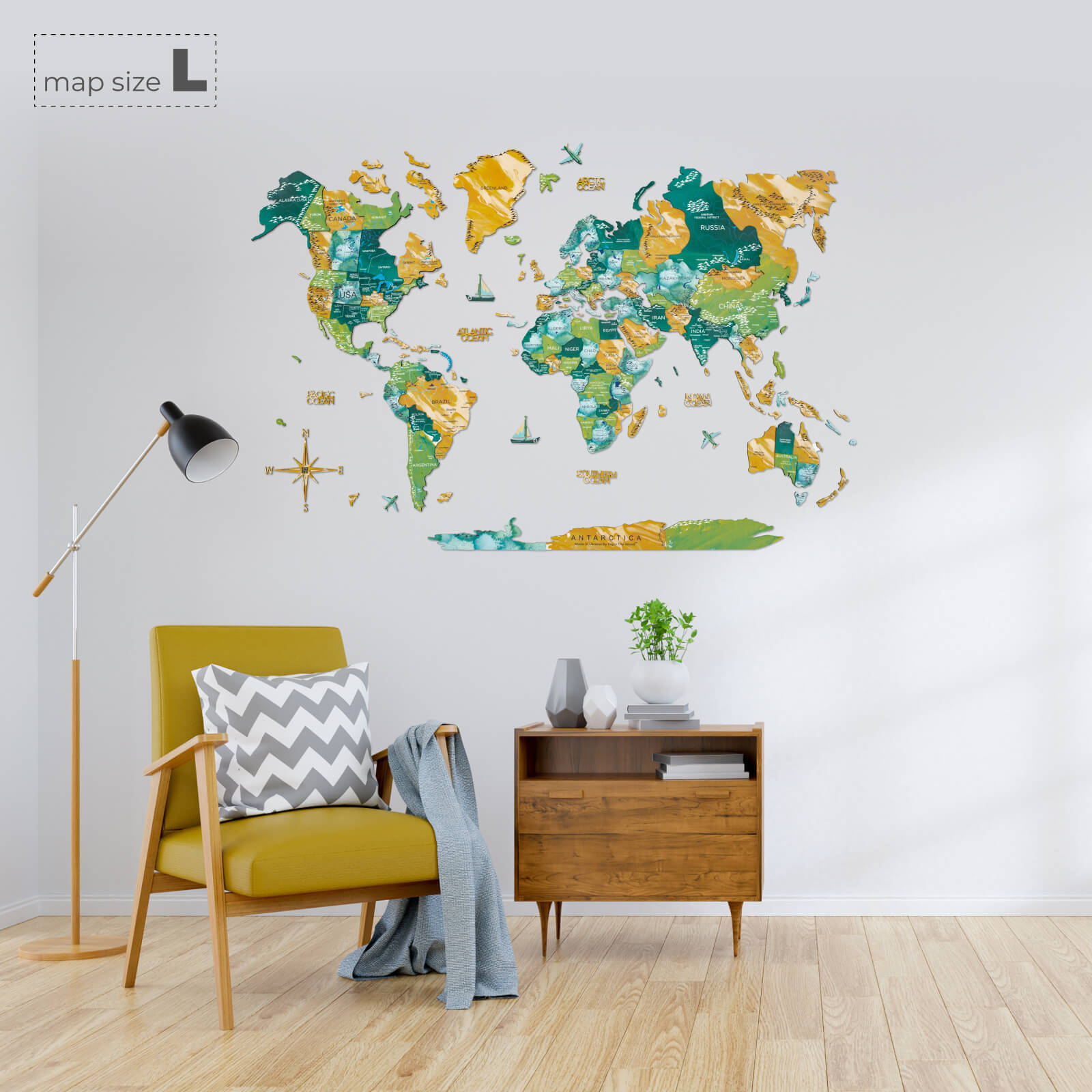 3D Wooden World Map Wall Decor for Travelers