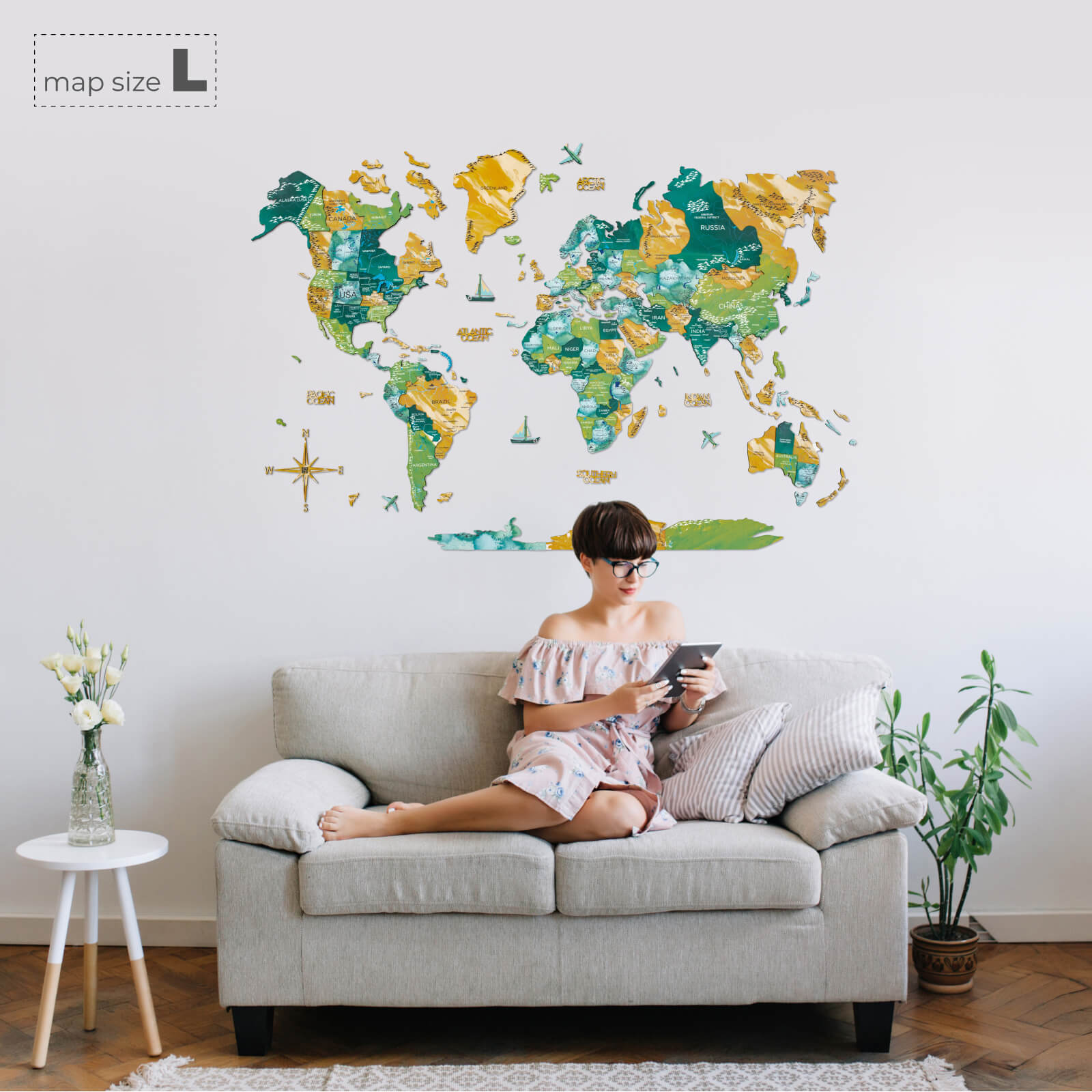 3D Wooden World Map Wall Decor for Travelers