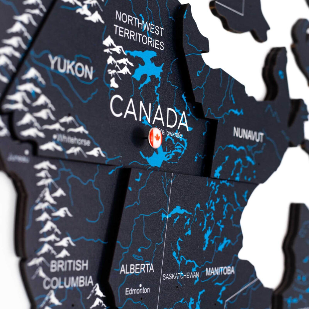 3D Wooden World Map Midnight - Modern Minimalist Wall Art