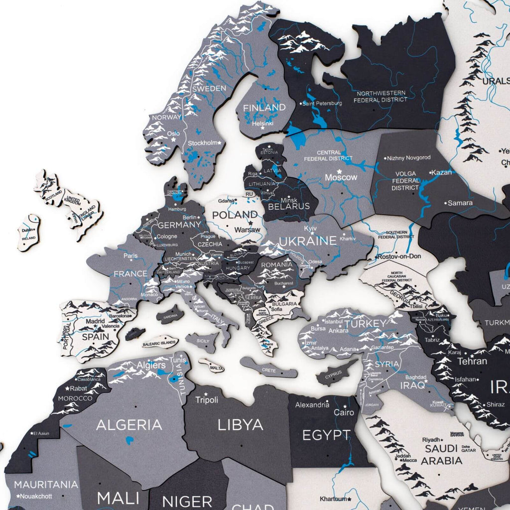 3D Wooden World Map Nordik Modern Minimalist Wall Art