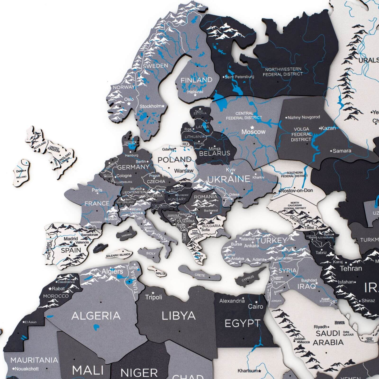 3D Wooden World Map Nordik Modern Minimalist Wall Art