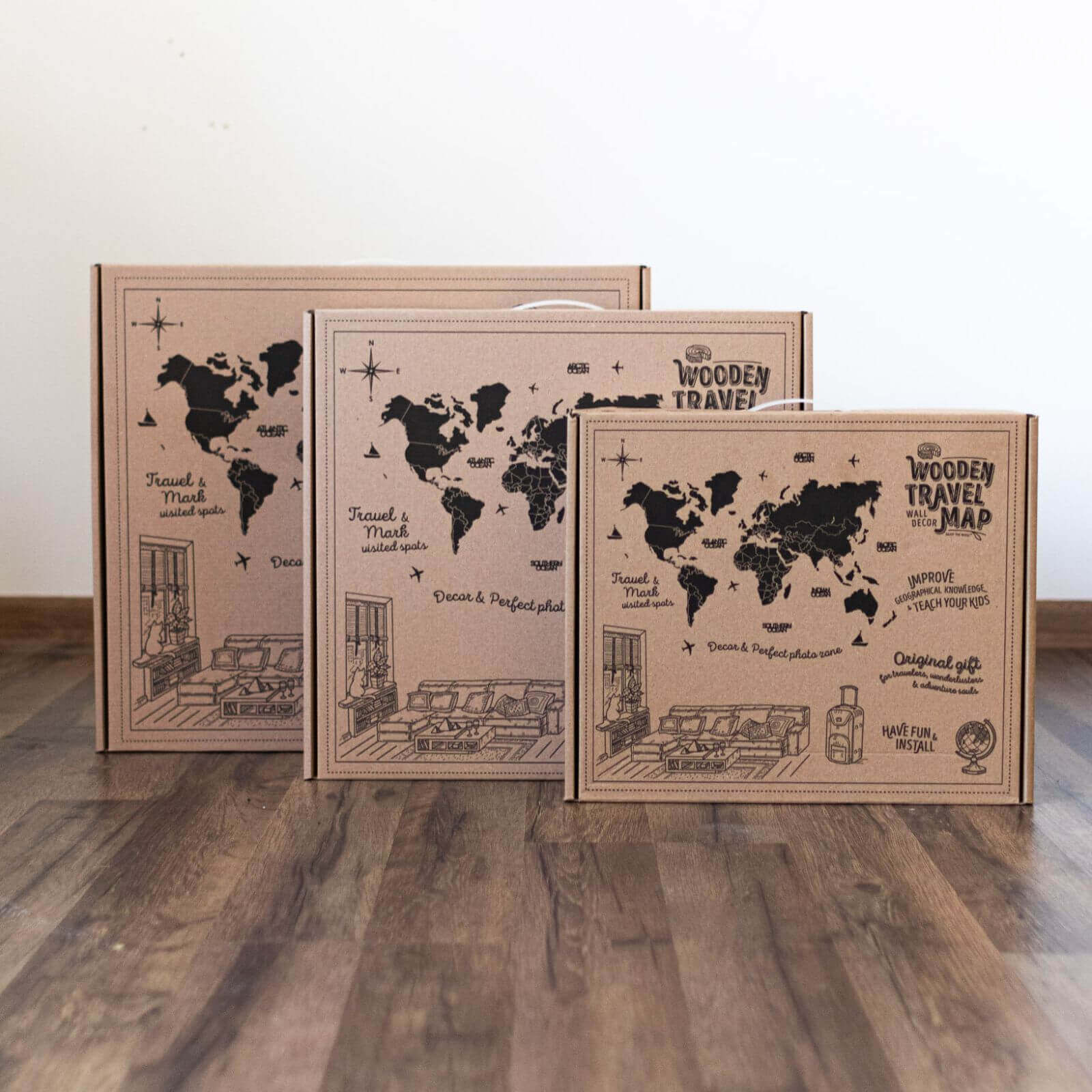 3D Wooden World Map Wall Decor for Travelers