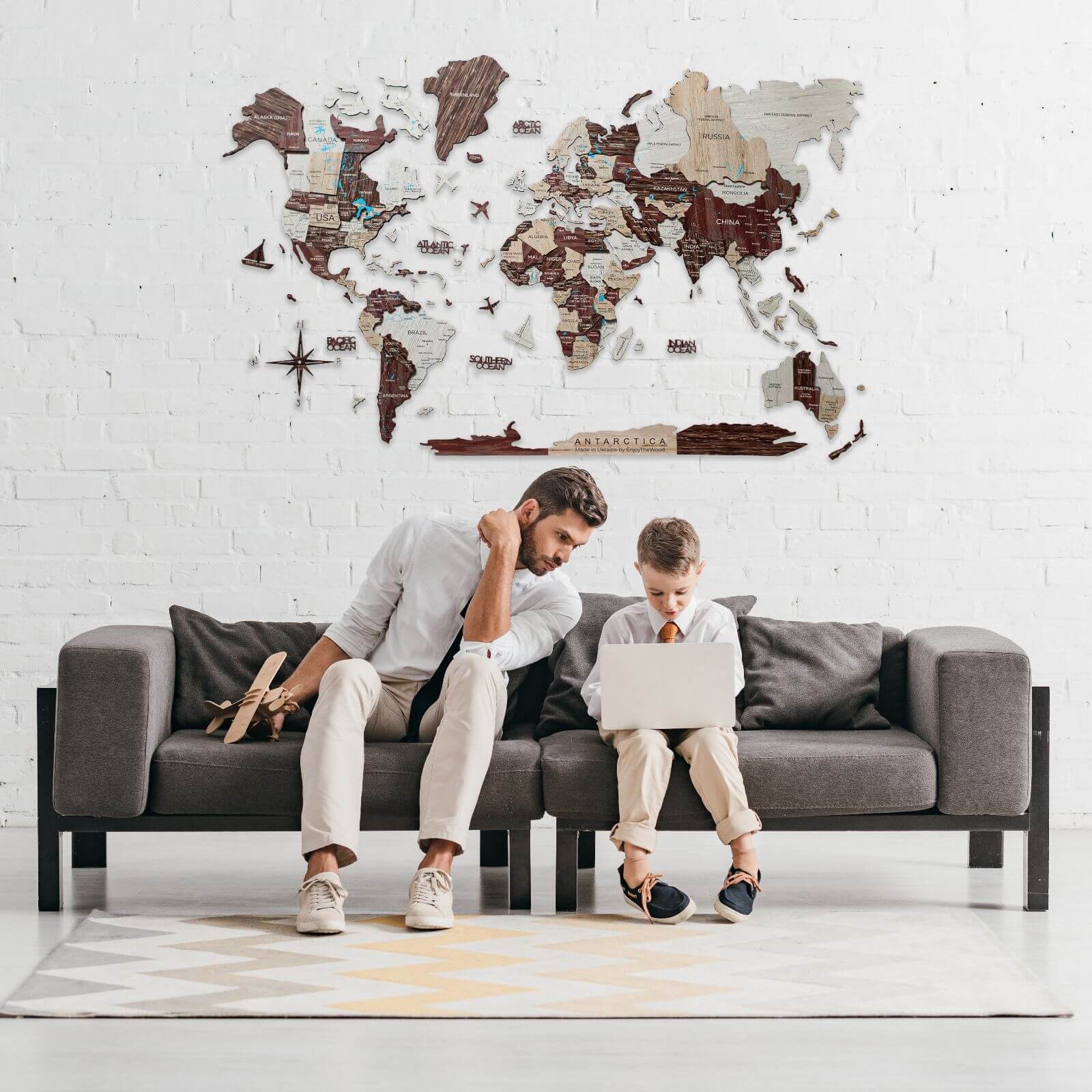 3D Luminous Colored Wooden World Map – Modern Travel Wall Art