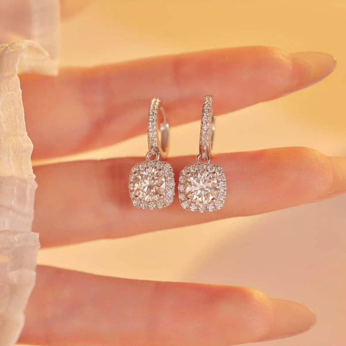 1 Carat Moissanite 925 Sterling Silver Hoop Drop Earrings