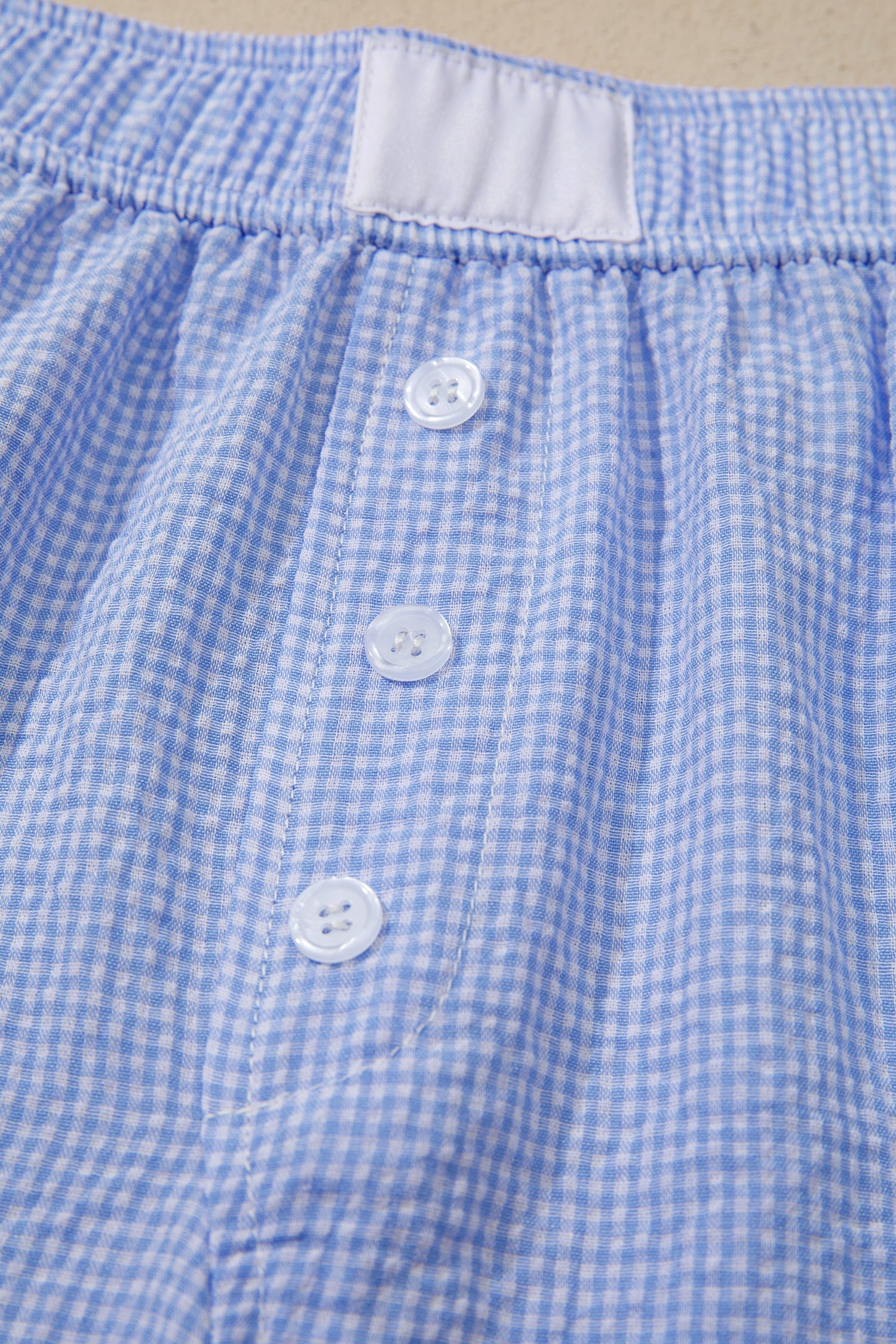 Gingham Plaid Lace Trim Button Boxer Shorts