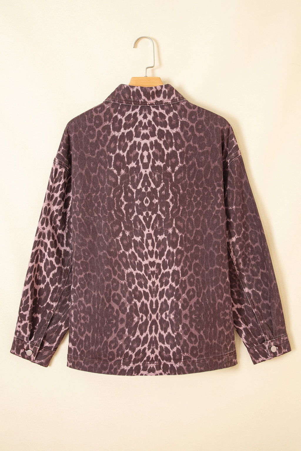 Leopard Denim Patch Pocket Oversized Jacket