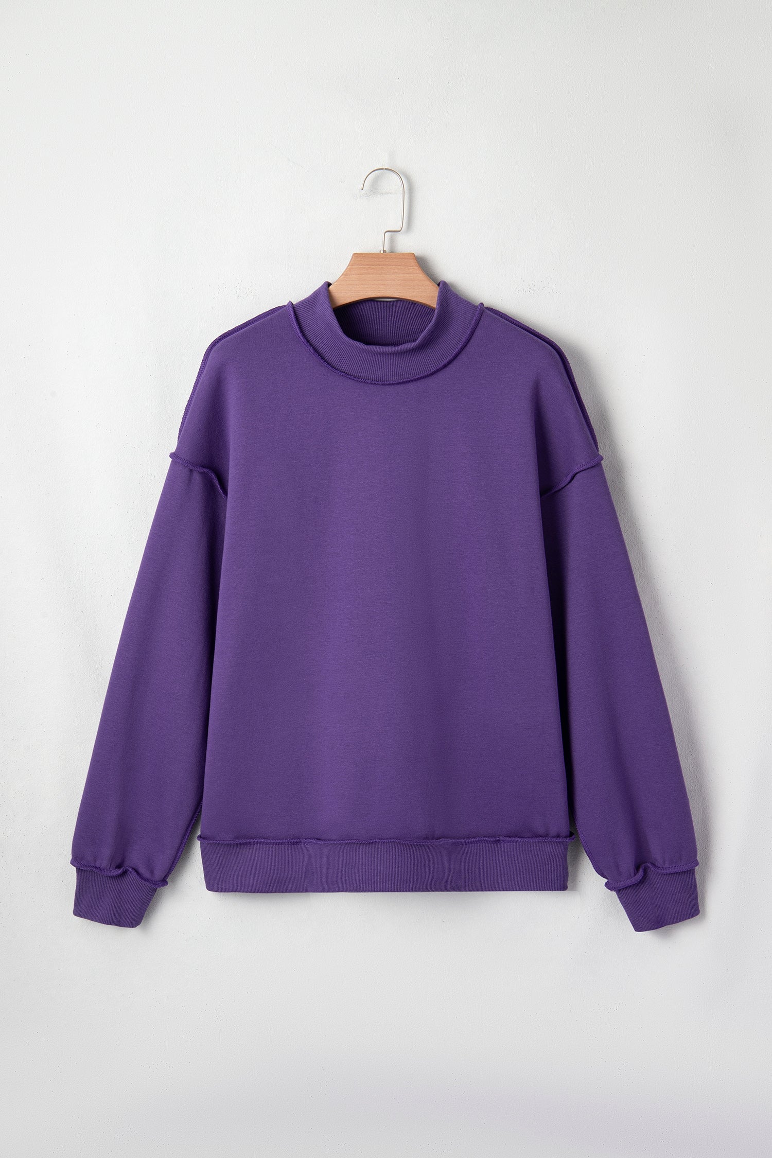 Bright Green Oversize Drop Shoulder Reversible Mock Neck Sweatshirt