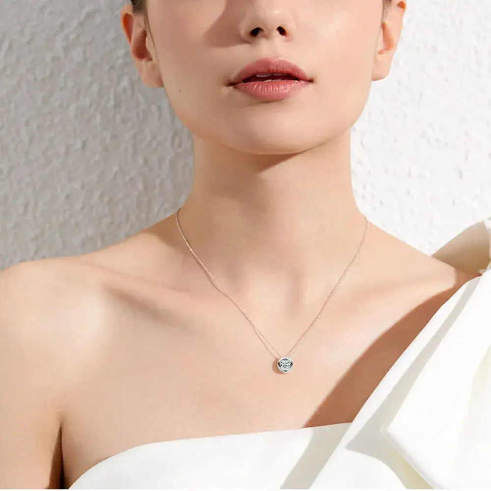 1 Carat Moissanite 925 Sterling Silver Necklace