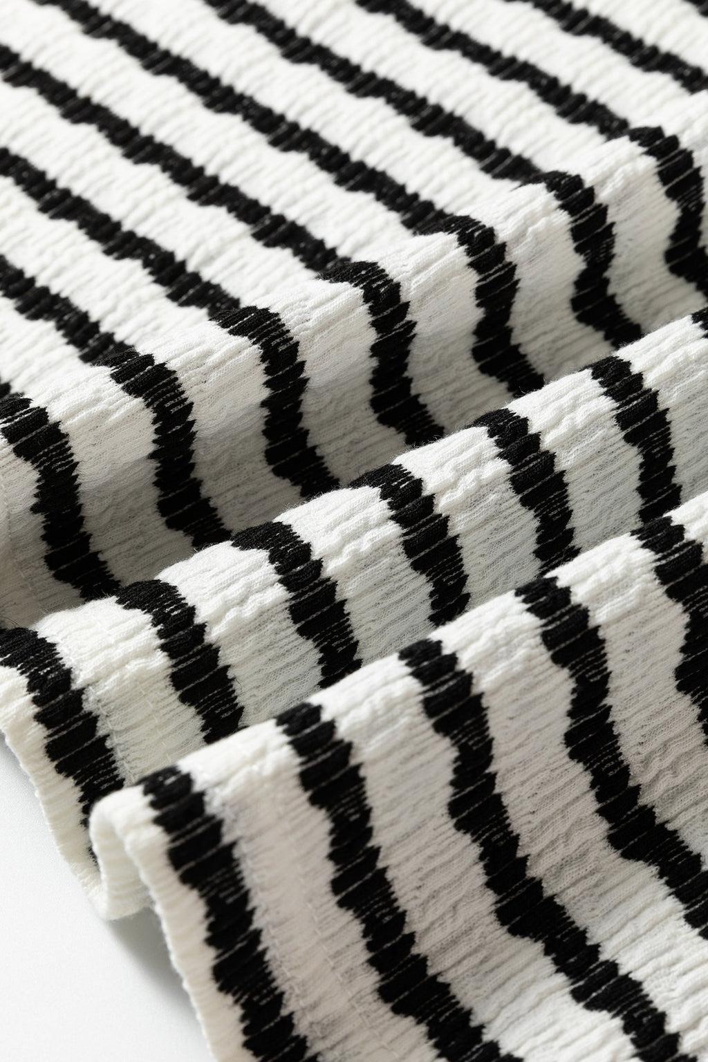 Black Stripe Textured Hooded V Neck Casual Long Sleeve Top