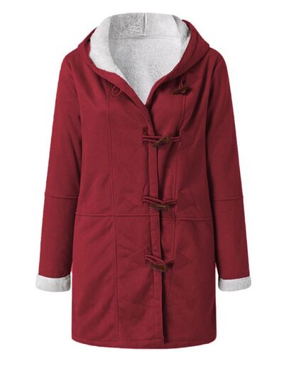Women's Long Sleeve Hooded Toggle Jacket with Pockets