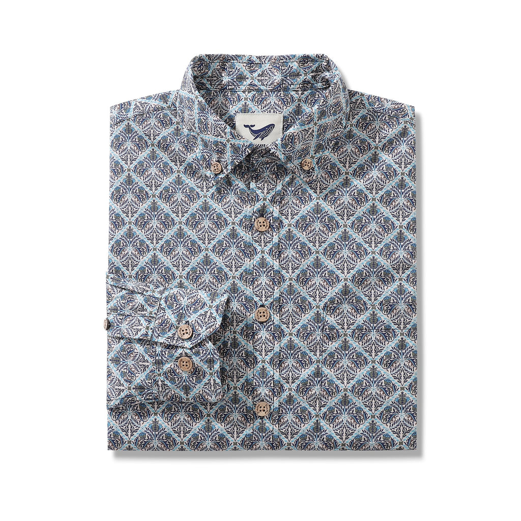 Men's Long Sleeve Floral Hawaiian Shirt Vintage Boho Button-Down