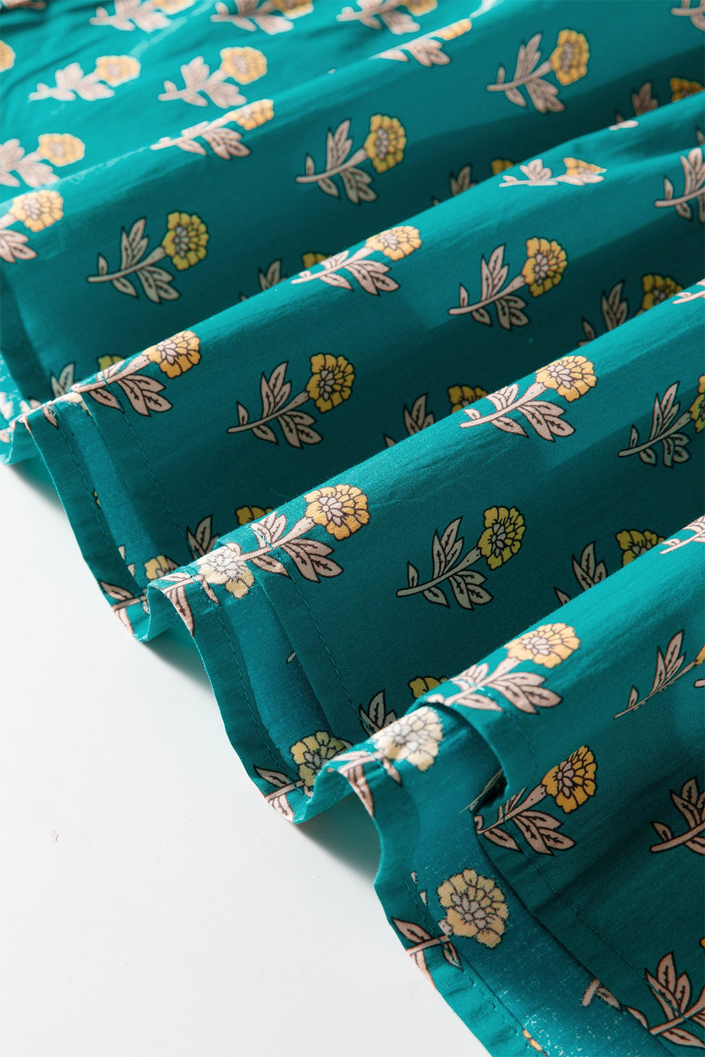 Clover Short Sleeve Floral V-Neck Dress with Contrast Trim