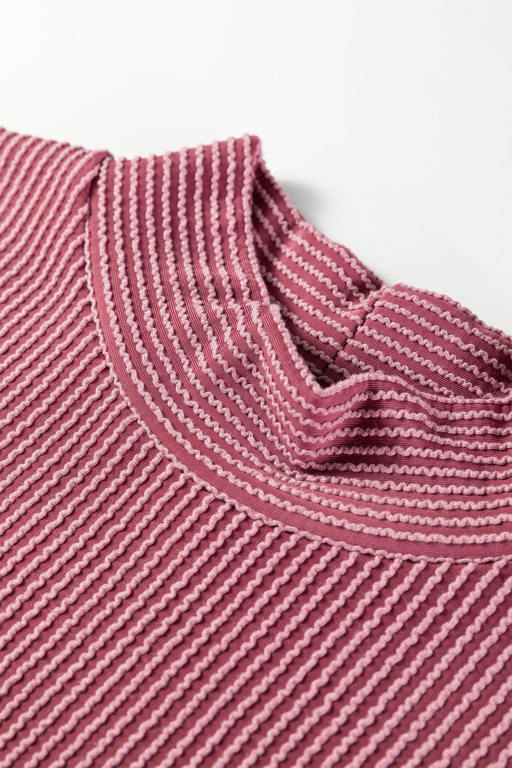 Dark Grey Twisted Ribbed High Neck Tee & Wide Leg Pant Set