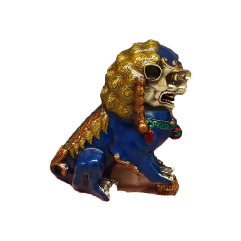 Pure Copper Painted Cloisonne Copper Lion Ornament