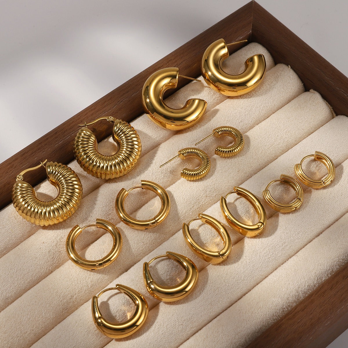 Minimalist 18K Gold-Plated Titanium Steel Stud Earrings