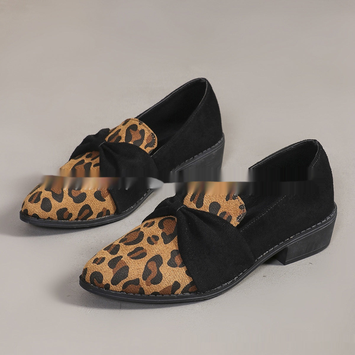 Women’s Leopard Print Casual Loafer Pumps with Bow Detail - Image 5