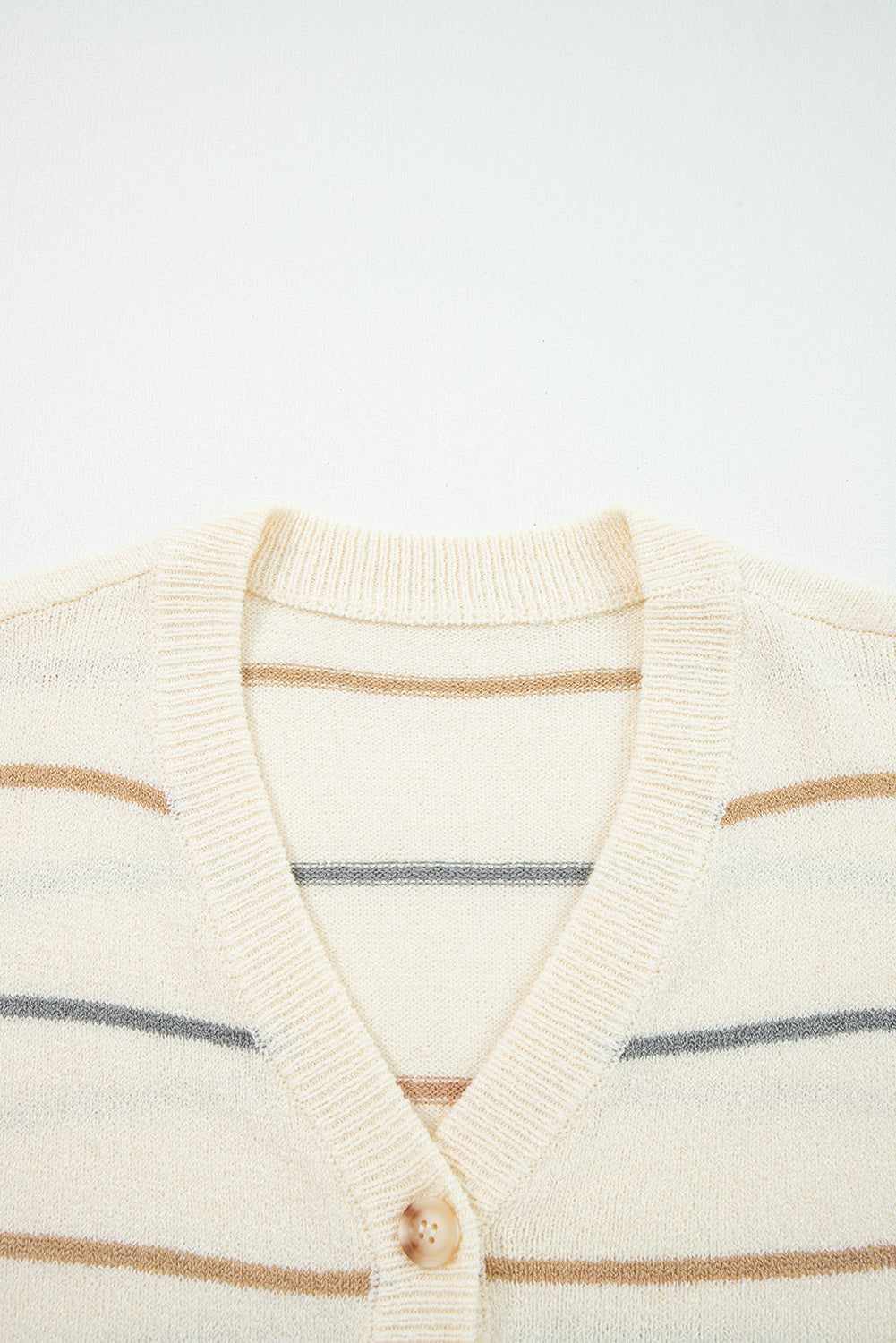 Stripe Buttoned V-Neck Cardigan Sweater