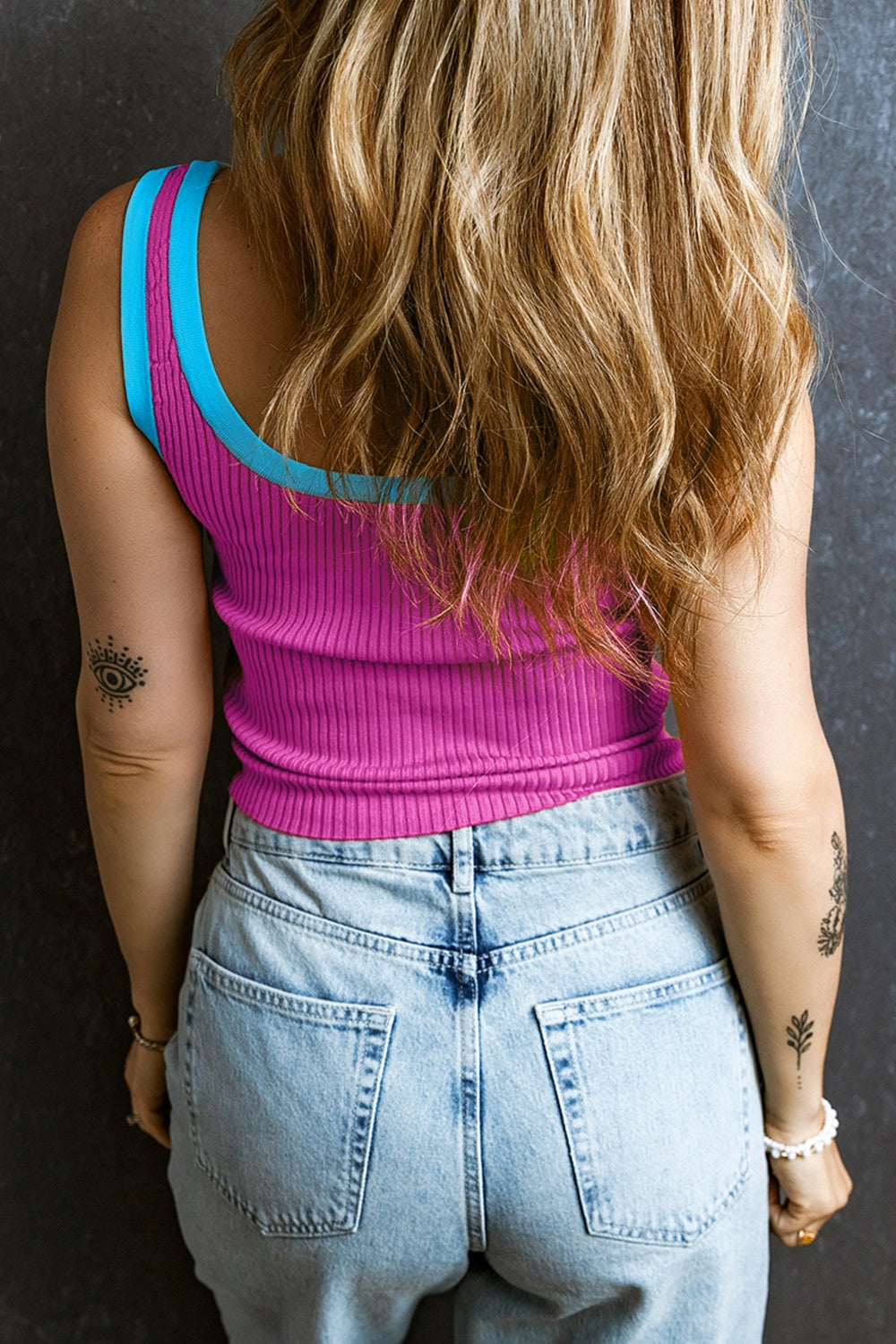 Women's Ribbed Knit Contrast Trim Tank Top Essential Layering Piece - Image 15