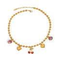 18K gold heart with cherry design exquisite cute necklace