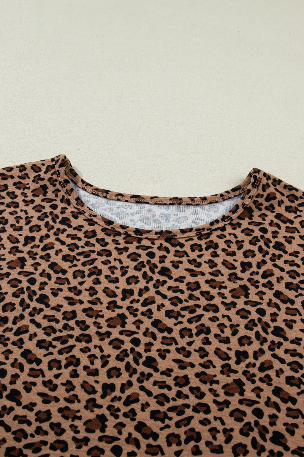 Leopard Print Short Sleeve Top and Pleated Pants Set