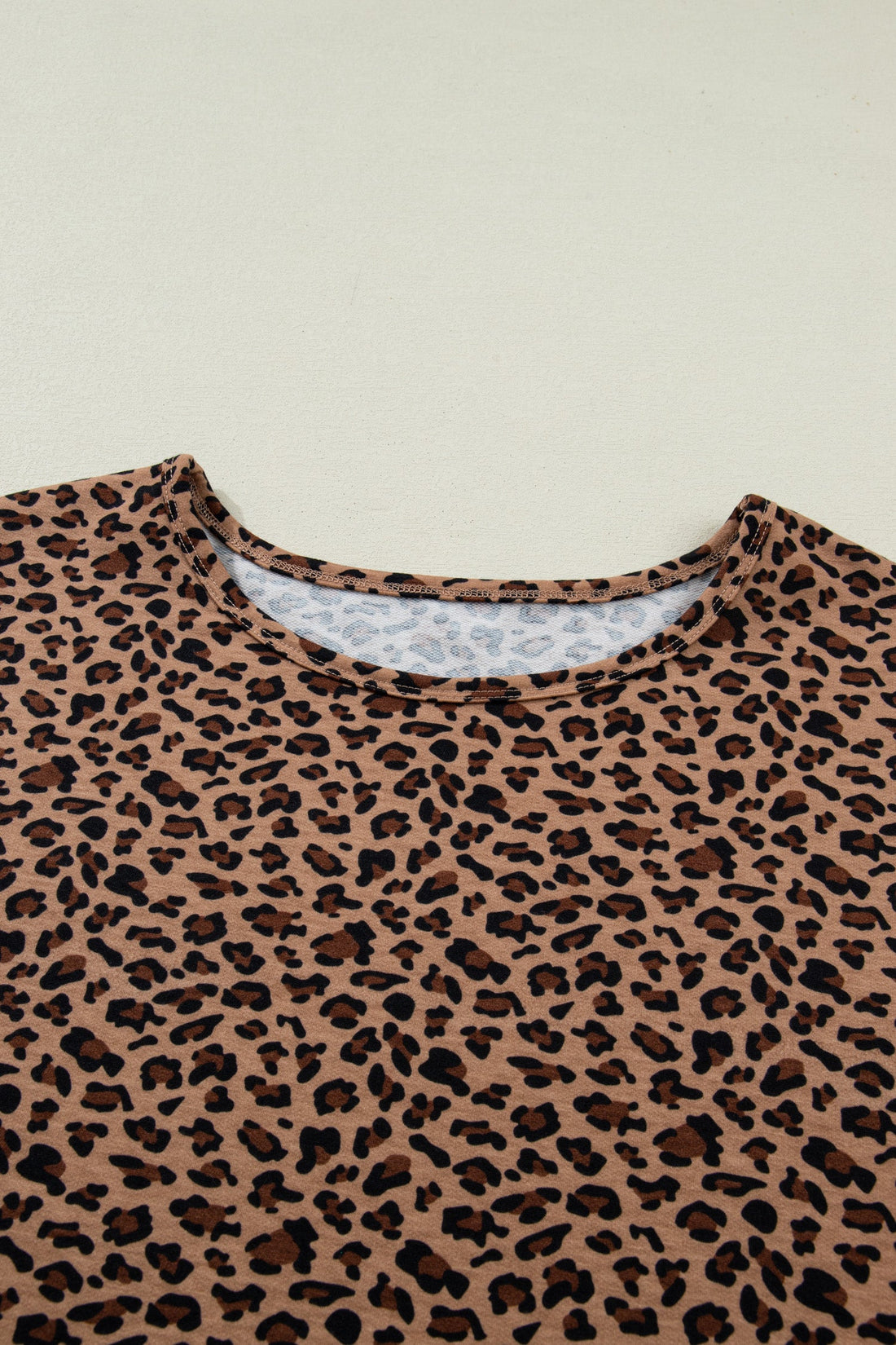 Leopard Print Short Sleeve Top and Pleated Pants Set