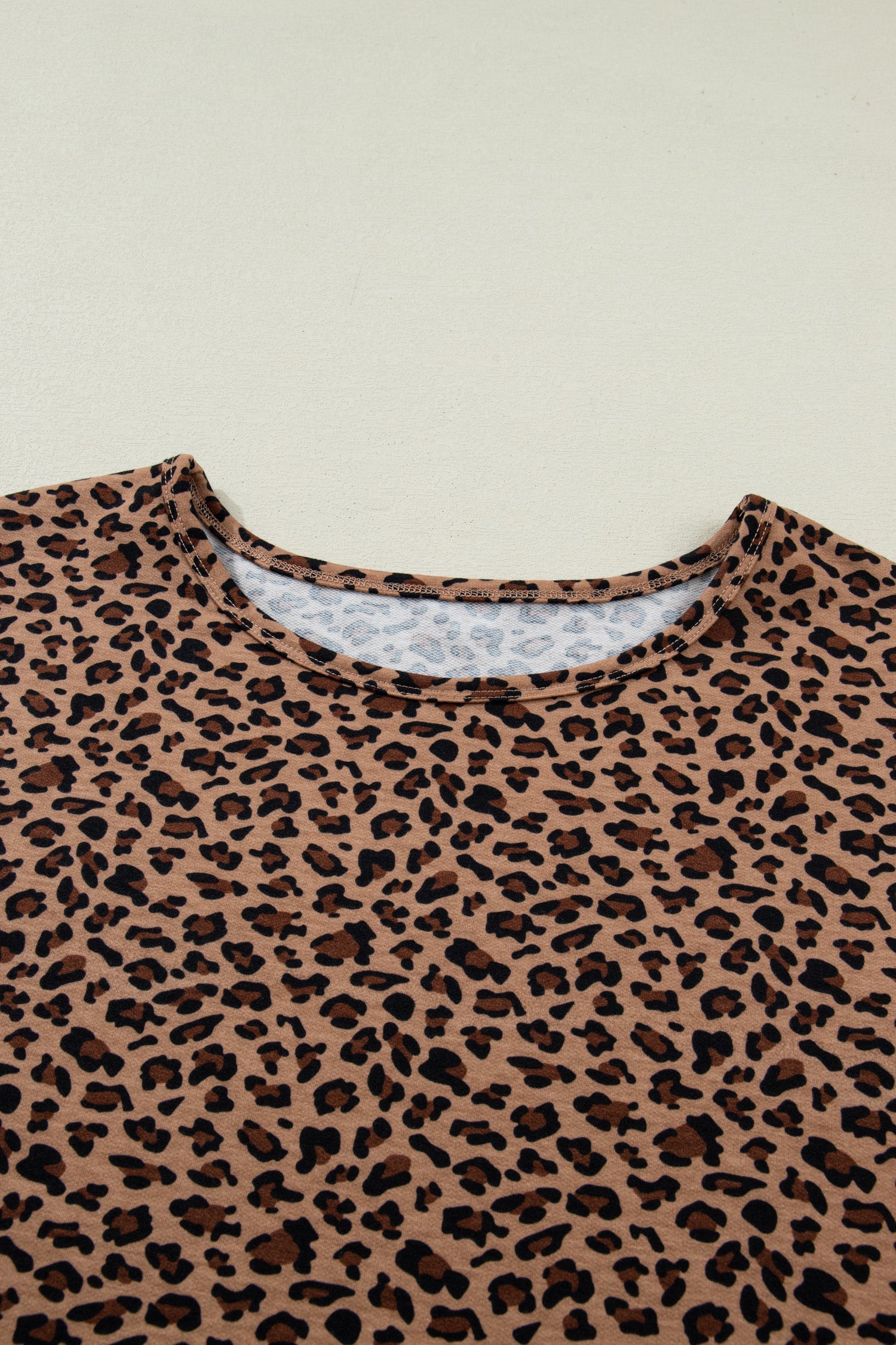 Leopard Print Short Sleeve Top and Pleated Pants Set