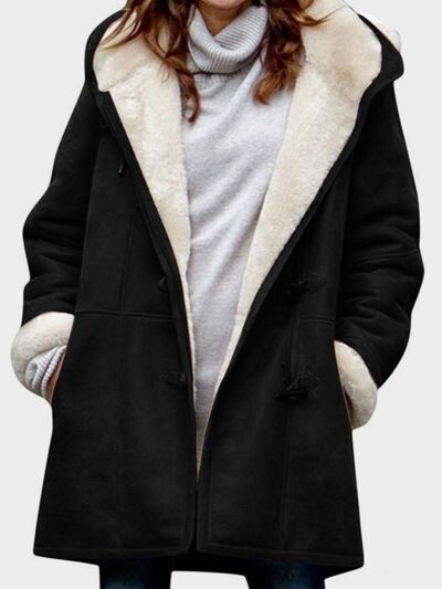 Women's Long Sleeve Hooded Toggle Jacket with Pockets