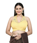 Joban Fashion Women's Yellow Embroidered Stitched Blouse