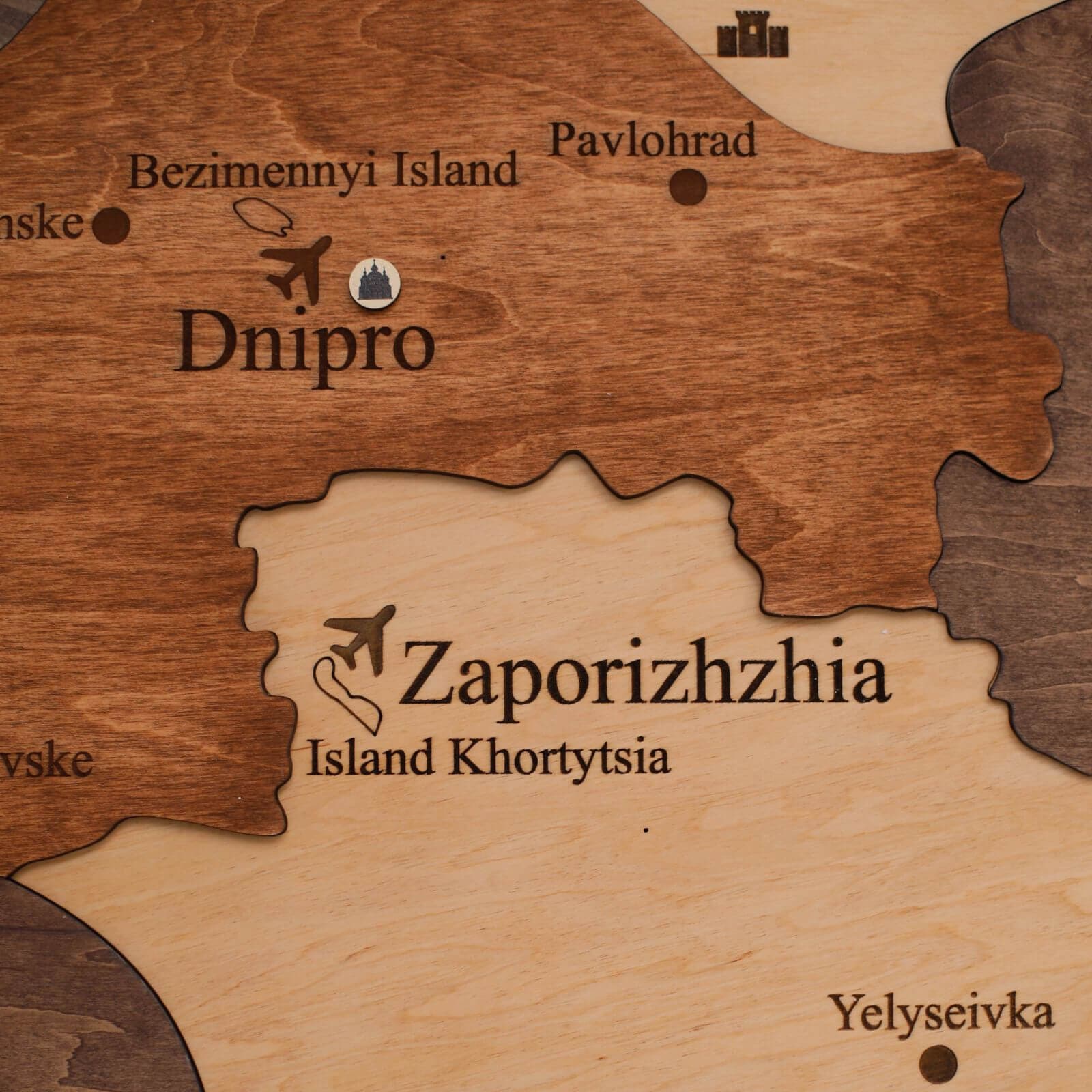 Wooden Map of Ukraine Multicolor Modern Wall Art Decor