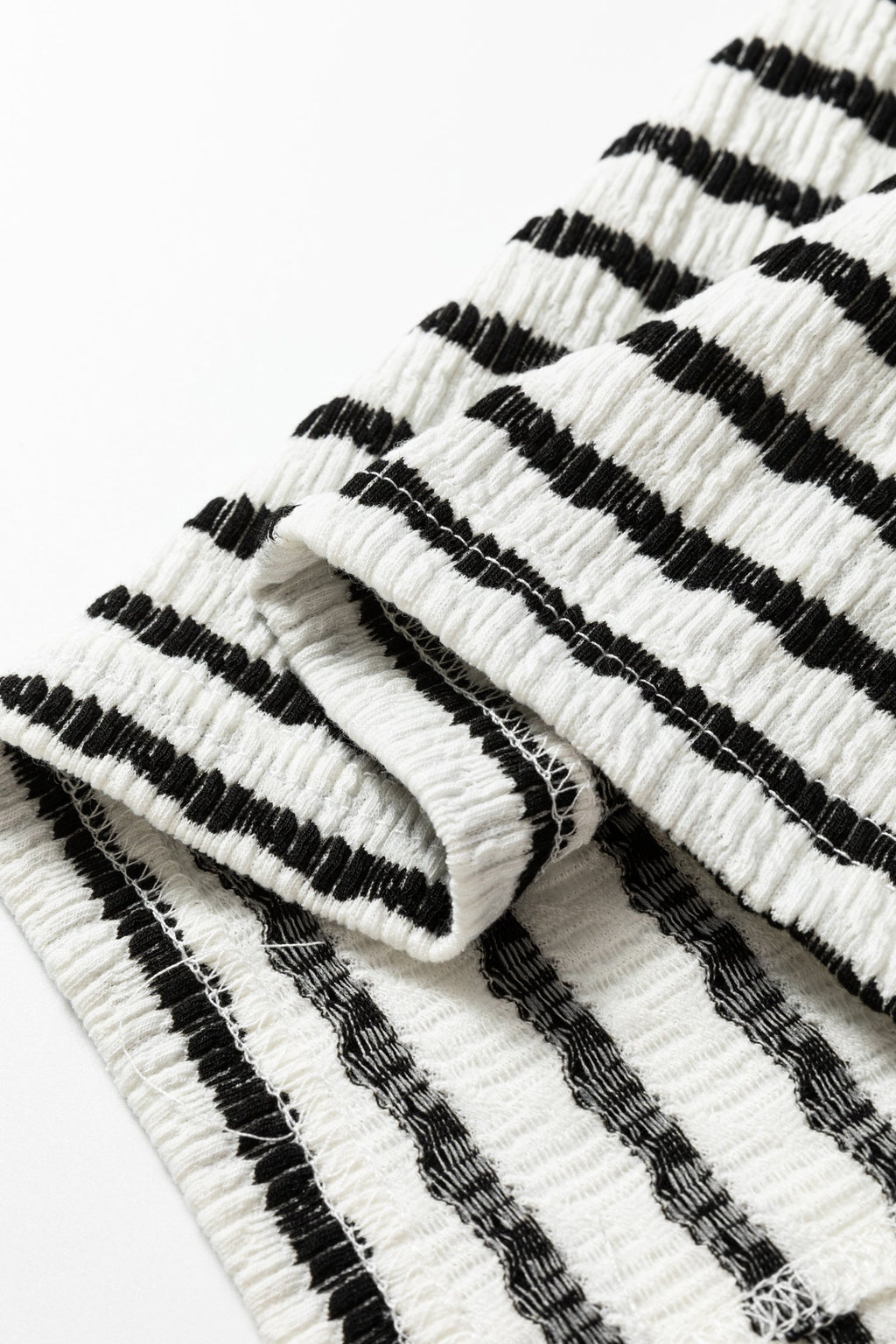 Black Stripe Textured Hooded V Neck Casual Long Sleeve Top