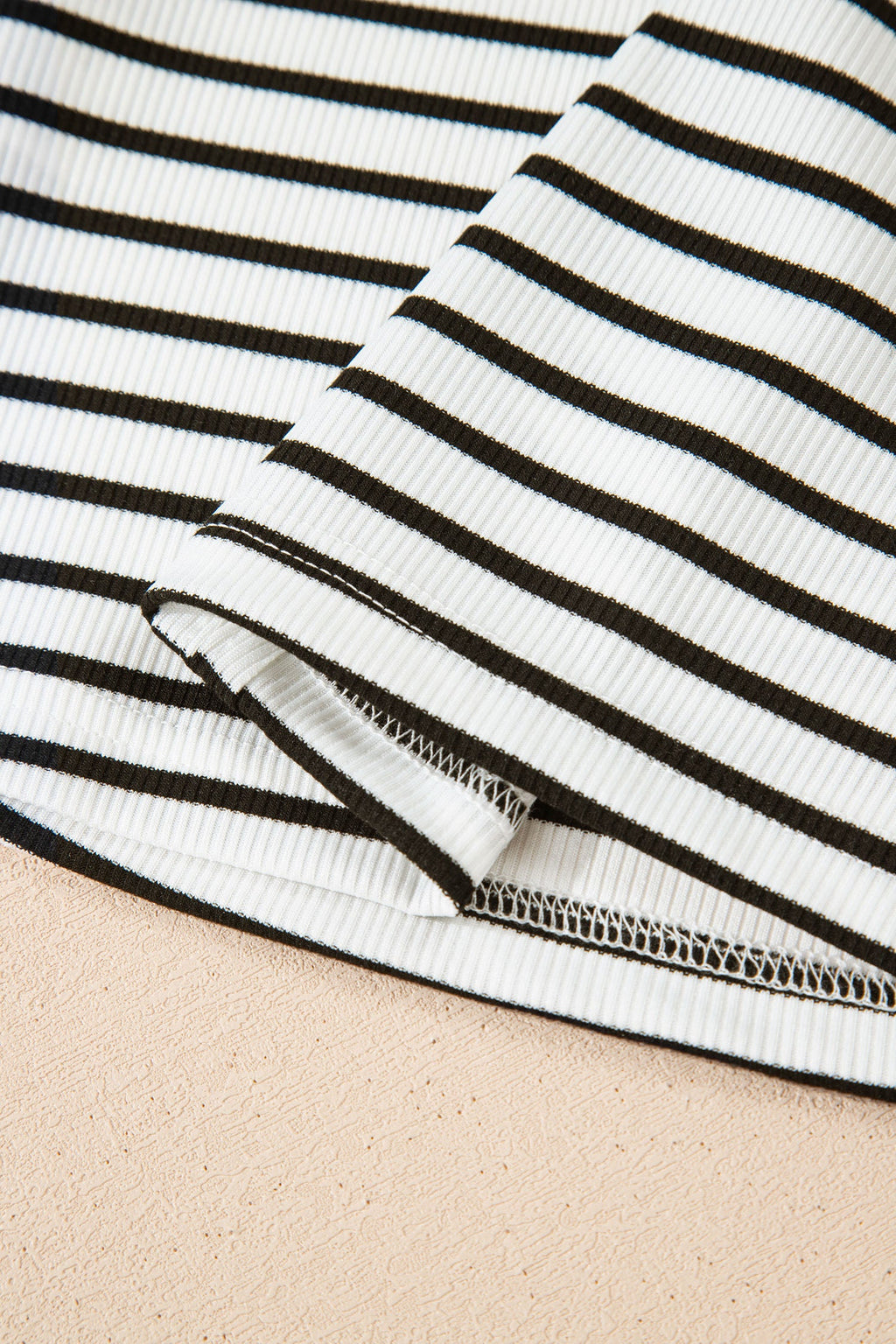 Women's Striped Ribbed Knit Long Sleeve Henley Top - Image 16