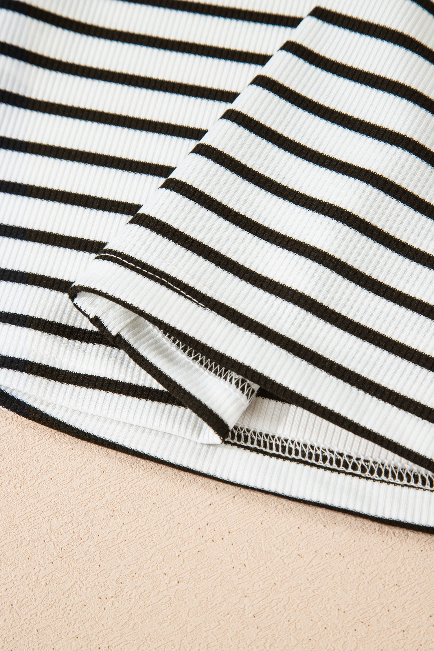 Women's Striped Ribbed Knit Long Sleeve Henley Top - Image 16