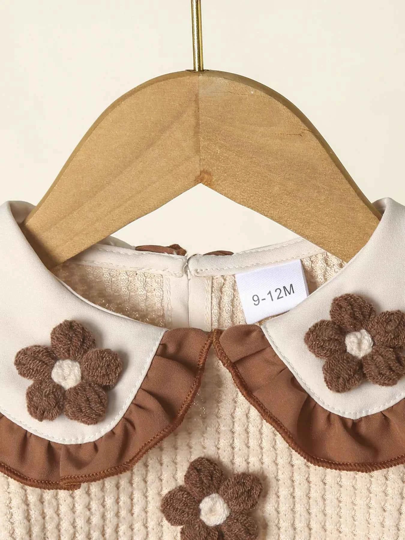 Children's Floral Applique Ruffle Trim Top and Pants Set