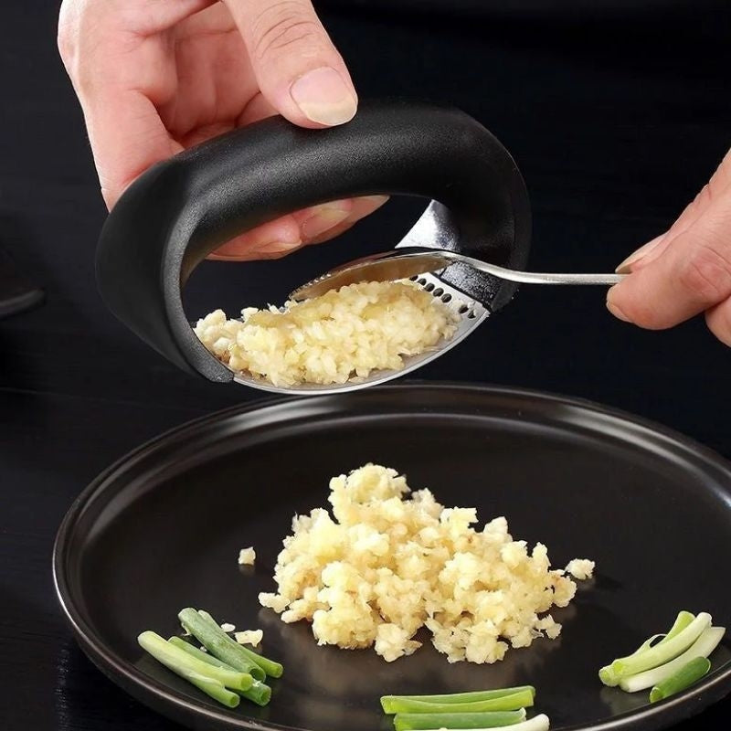 Stainless Steel Garlic Press - Ergonomic Manual Masher Tool