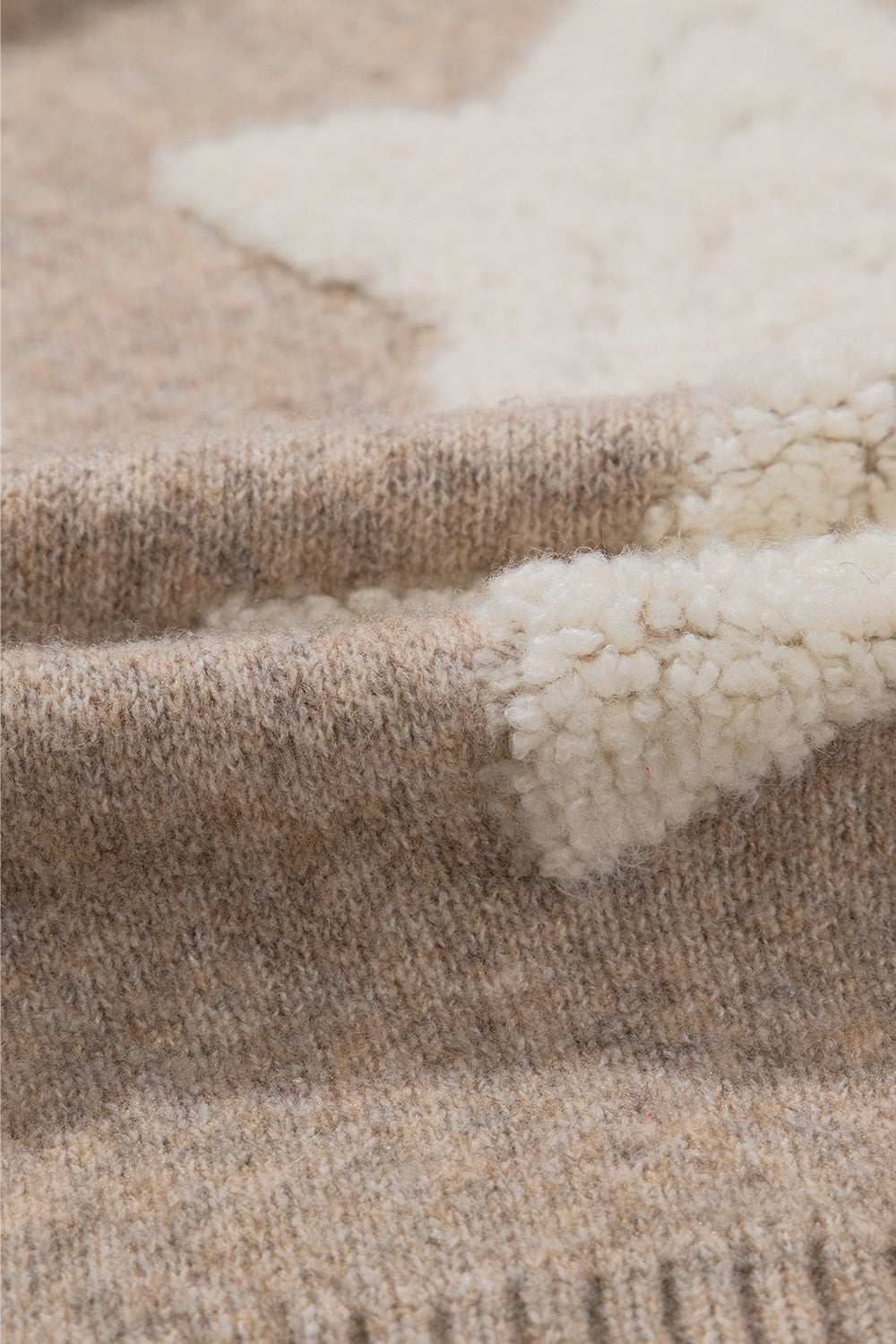 Women's Star Pattern Button-Up Cardigan in Taupe and Cream - Image 6