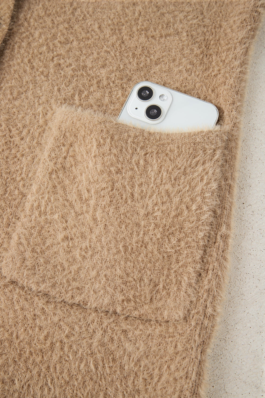 Solid Fuzzy Button-Front Cardigan